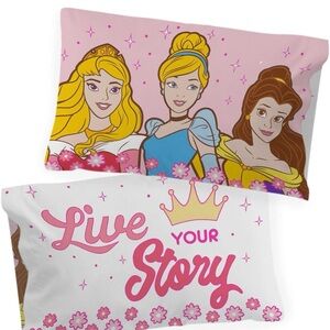 Disney Princess Glow in the Dark, 2 pack, Reversible Pillowcases